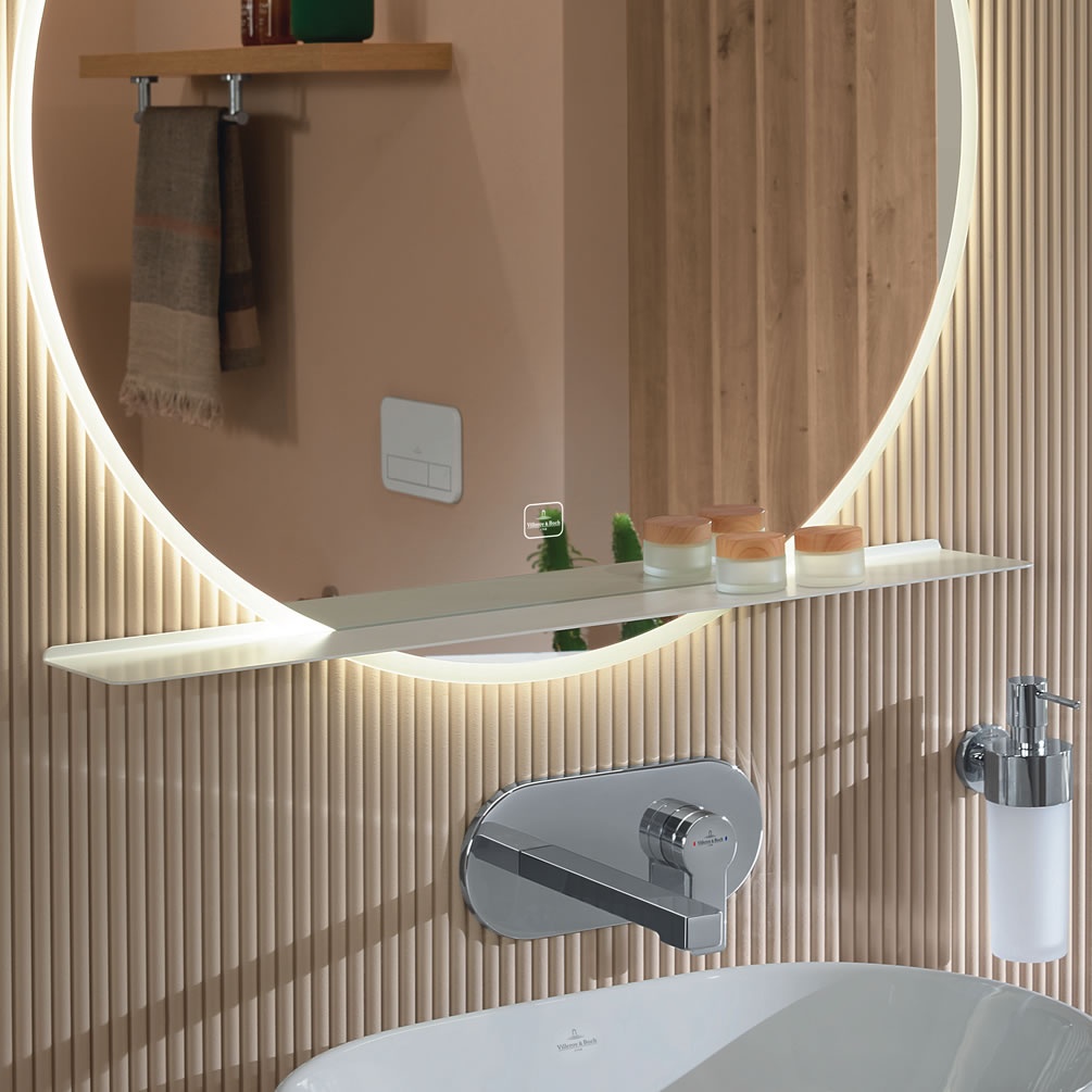 Lifestyle image of Villeroy & Boch More to See Lite+ 850mm White Mirror Shelf